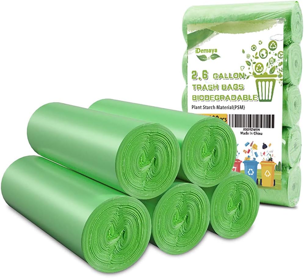 Small Trash Bags, Biodegradable 2.6 Gallon Extra Thick Garbage Bags, Recycling & Degradable Rubbish