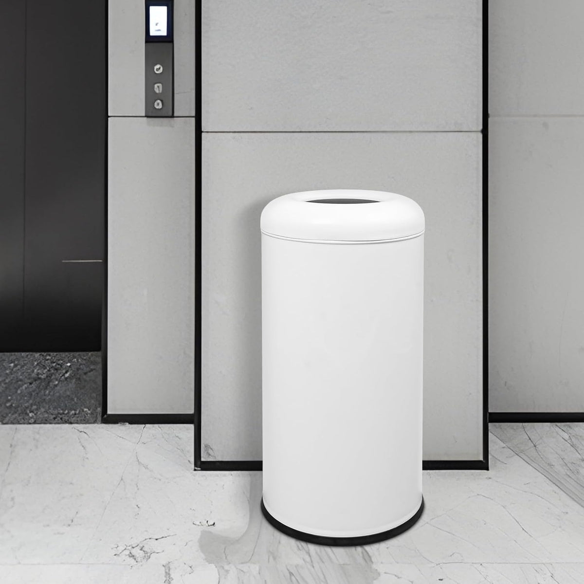 58.6 Liter / 15.48 Gallon Commercial Open Top Trash Can White Stainless Steel Trash Can Outdoor