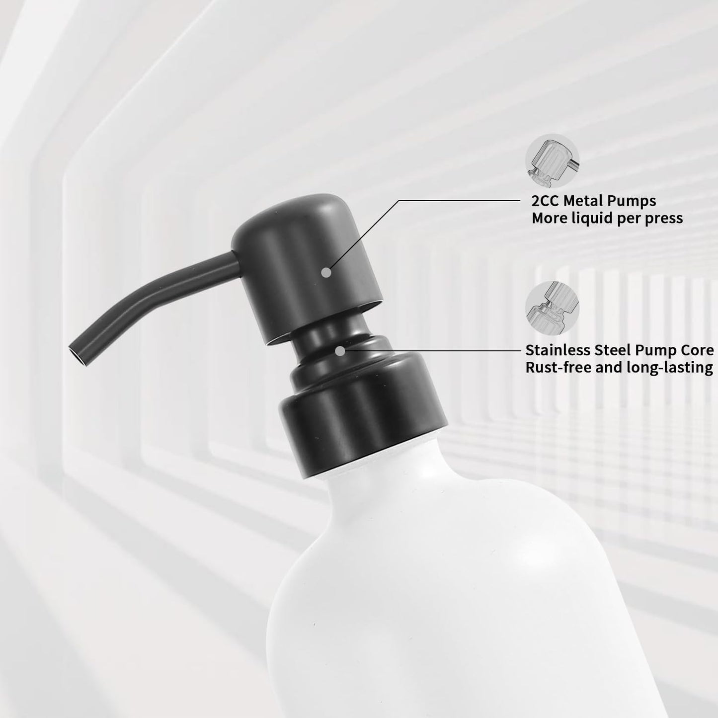 White Soap Dispenser Set, Contains Hand and Lotion Dispenser with Pump. Perfect for Guest Bathroom