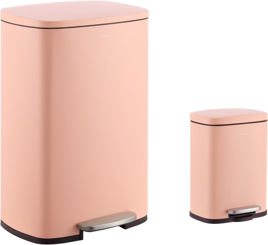 happimess HPM1006G Connor Rectangular 13-Gallon Trash Can with Soft-Close Lid and Free Mini Trash