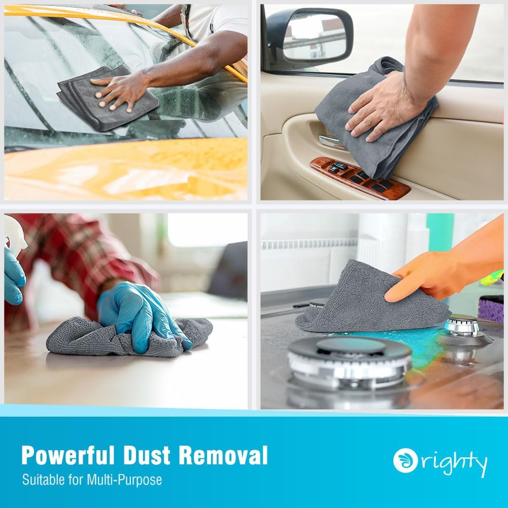 Orighty Microfiber Cleaning Cloth, 12 Pack Microfiber Towels for Cars, Highly Absorbent Car