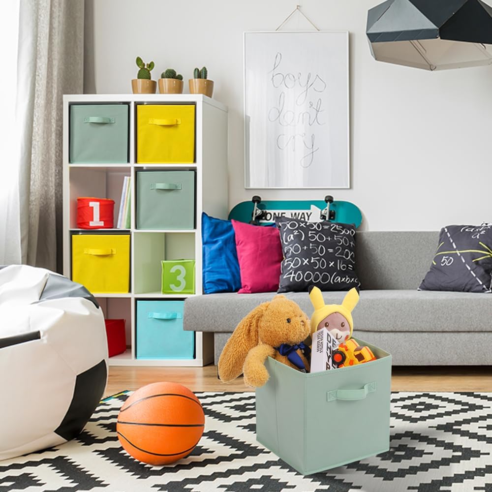 Stero Fabric Storage Bins 6 Pack Fun Colored Durable Storage Cubes with Handles Foldable Cube
