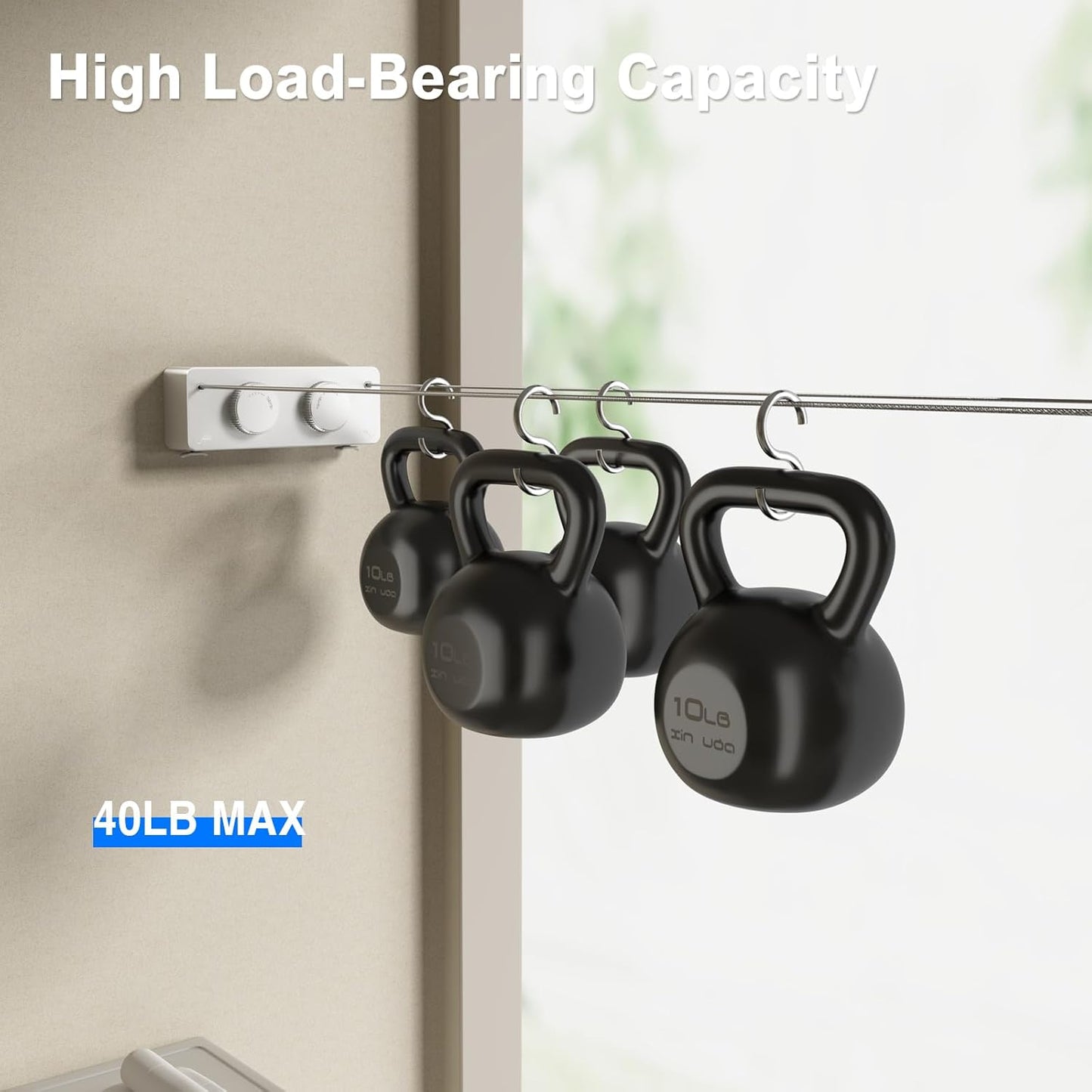 Retractable Twin Clothesline Indoor, Non-Sagging Outdoor Clothes Line Retracting Heavy Duty Clothes