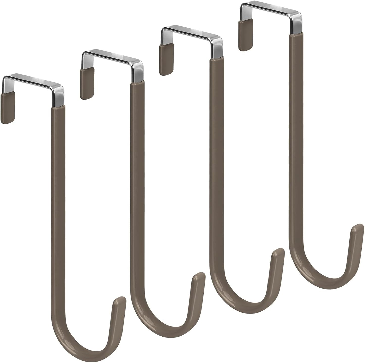 FYY Over The Door Hooks, 4 Pack Upgraded Long Door Hangers Hooks with Rubber Prevent Scratches