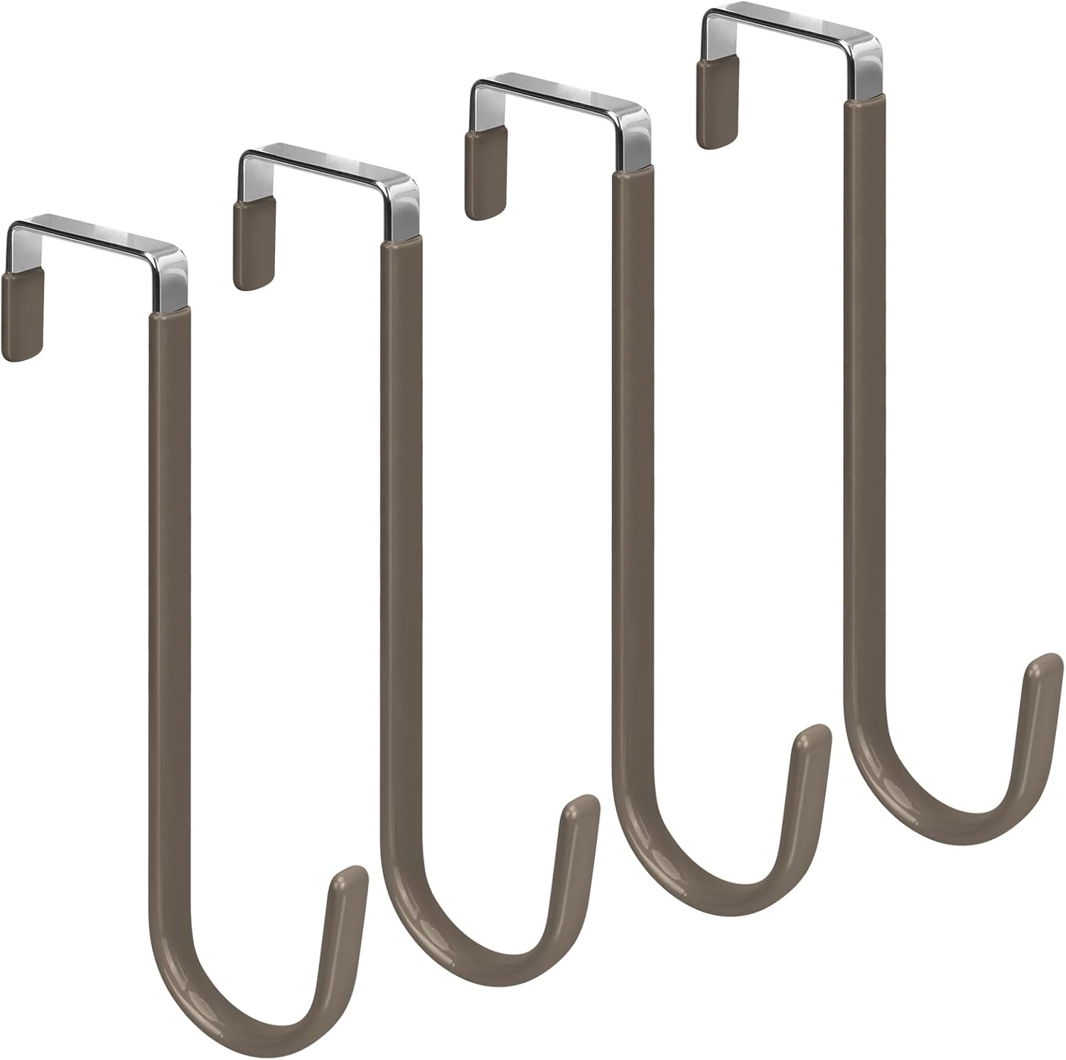FYY Over The Door Hooks, 4 Pack Upgraded Long Door Hangers Hooks with Rubber Prevent Scratches