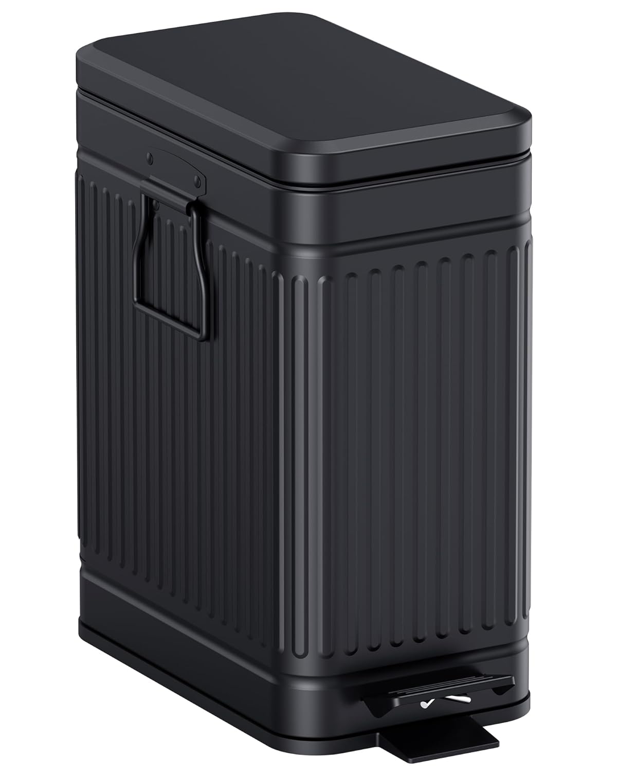 Small Trash Can with Lid Soft Close-10L/2.6 Gal Stainless Steel Outdoor Dog Poop Garbage Can-Metal