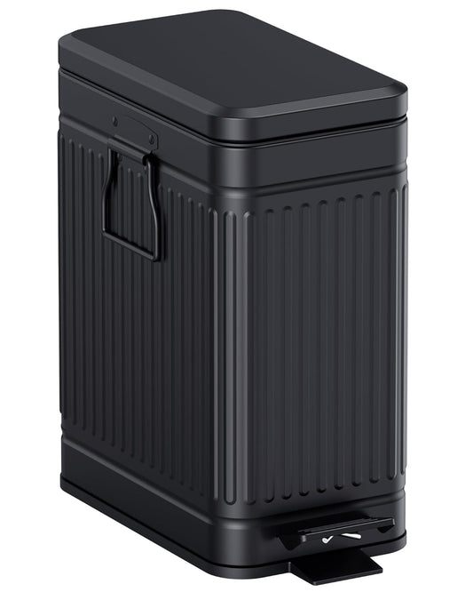 Small Trash Can with Lid Soft Close-10L/2.6 Gal Stainless Steel Outdoor Dog Poop Garbage Can-Metal