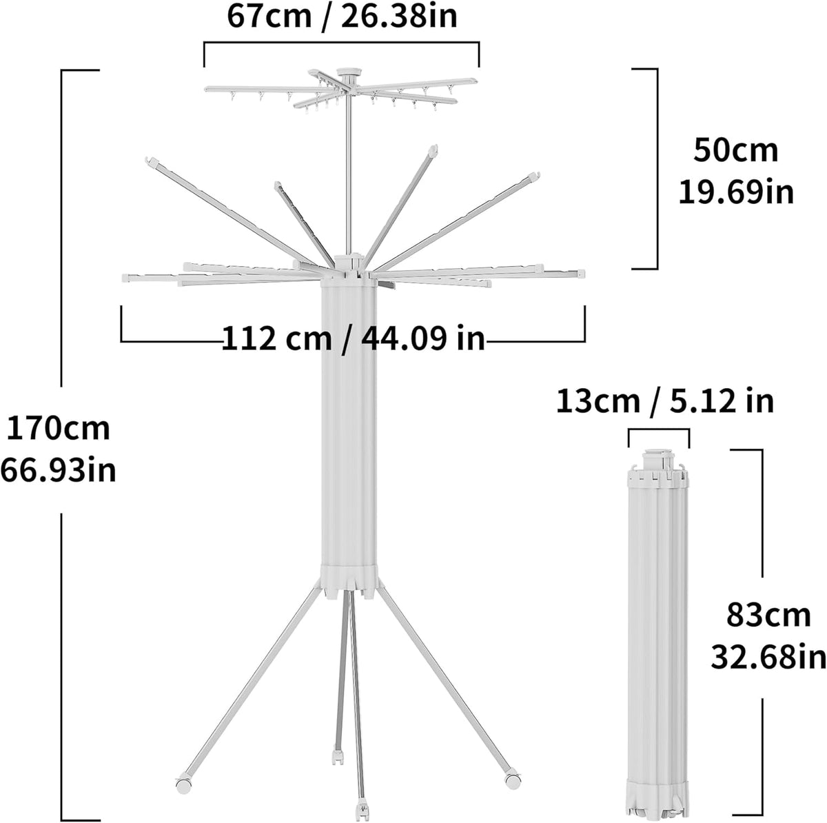 JOOM 4 Legs Double Layer Clothes Drying Rack, Garment Rack Portable and Foldable Space Saving