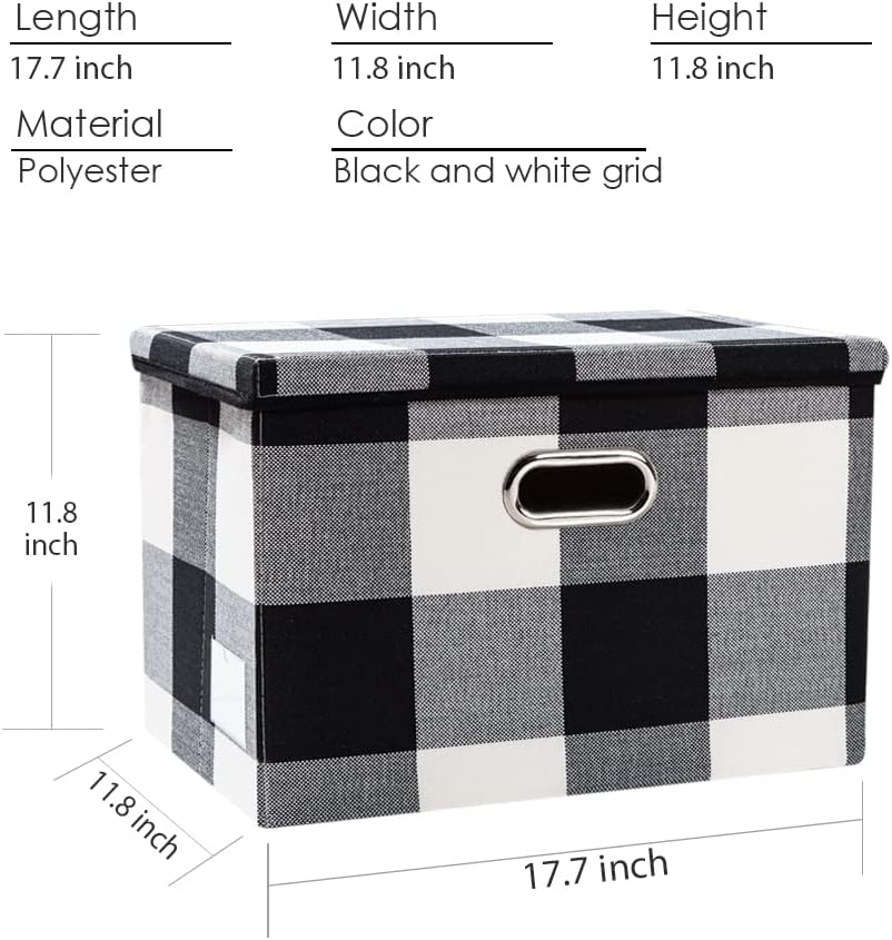 PRANDOM Large Collapsible Storage Bins with Lids [3-Pack] Fabric Foldable Storage Boxes Organizer