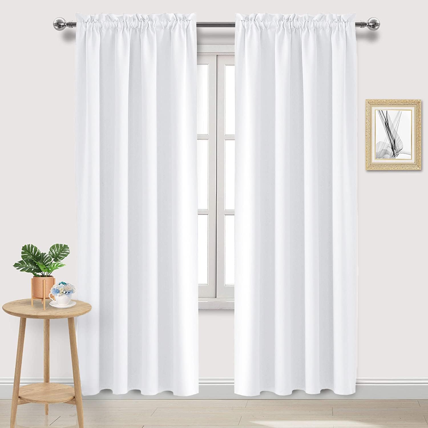 DWCN White Curtains for Living Room Thermal Insulated, 50% Light Blocking Curtains for Bedroom