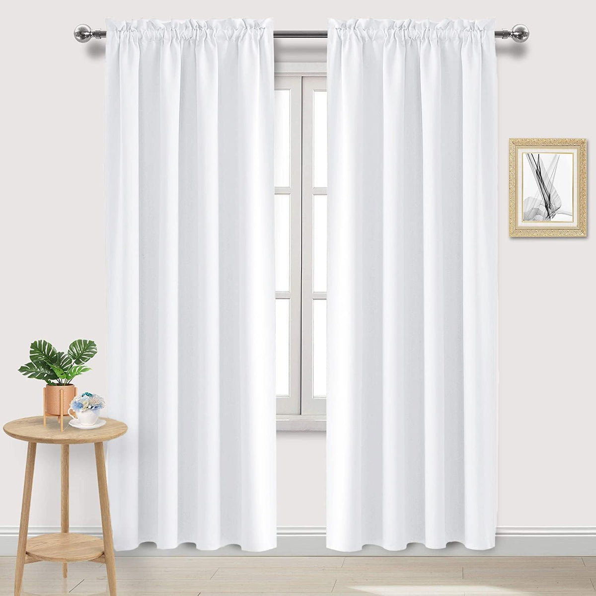 DWCN White Curtains for Living Room Thermal Insulated, 50% Light Blocking Curtains for Bedroom