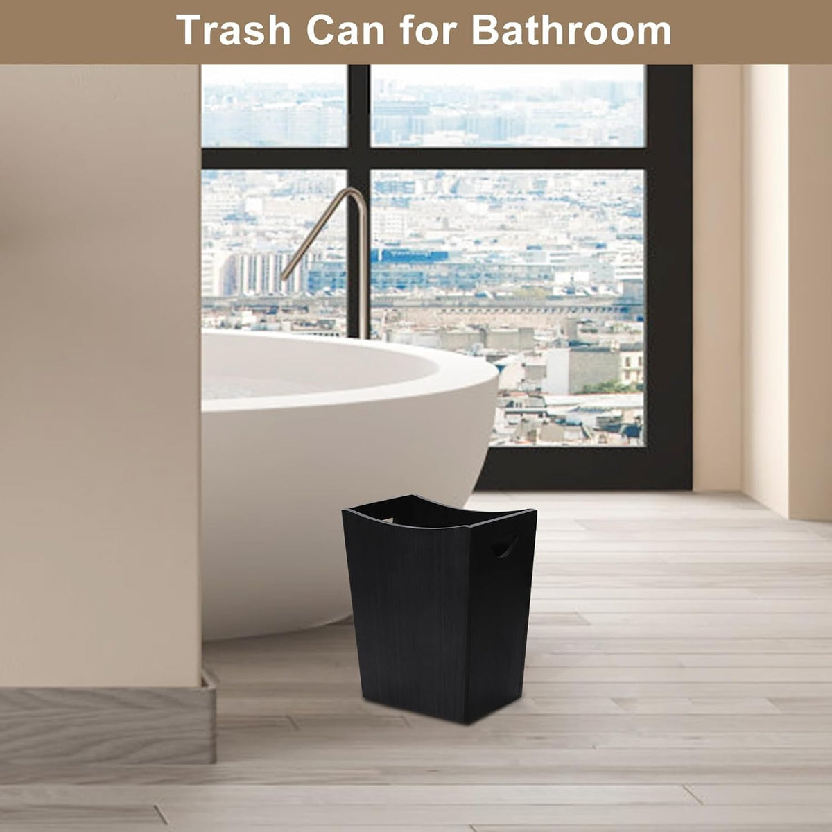 SEHERTIWY Wood Trash Can, Farmhouse Wastebasket Bin for Bathroom, Office, Bedroom, Living Room