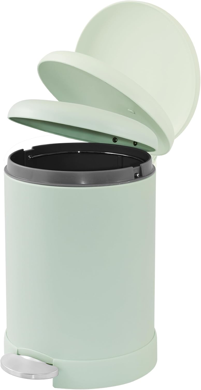 Glad Small Trash Can, 1.2 Gallon | Round Stainless Steel Garbage Bin with Soft Close Lid & Step