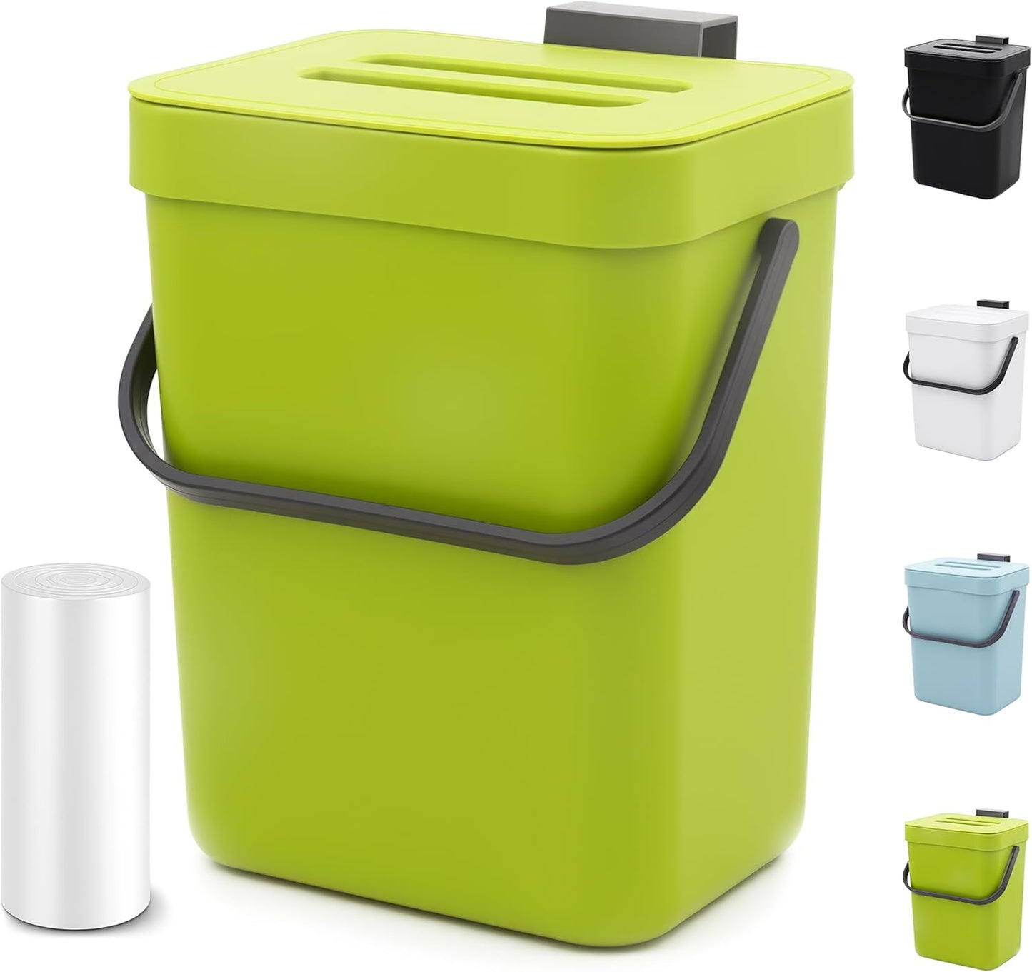 Compost Bin for Kitchen Countertop 5L/1.3 Gal Hanging Small Trash Can with Lid, Kichen Under Sink