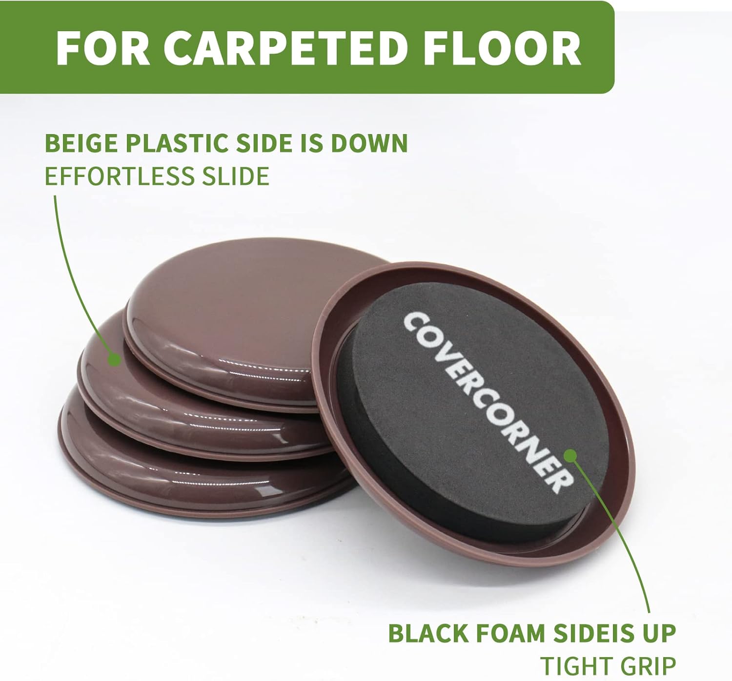 Furniture Sliders for Carpet 8 PCS - 4 3/4 inch Furniture Moving Slider Chair Legs Floors