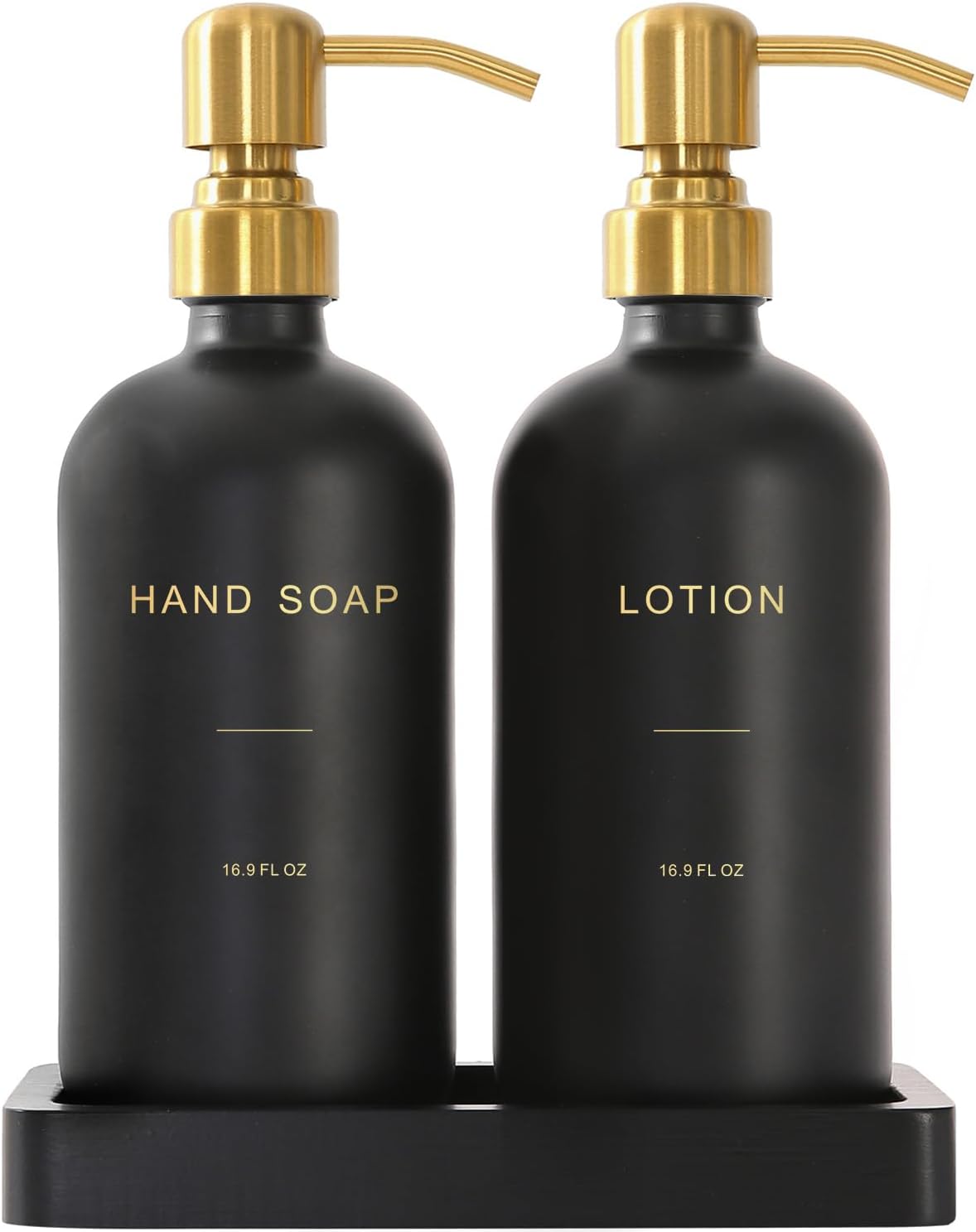 Soap Dispenser Bathroom Set, Hand and Lotion Dispenser with Stainless Steel Pump, Perfect for Black