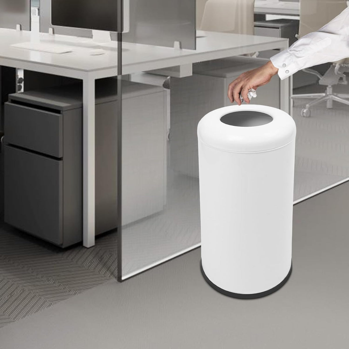 58.6 Liter / 15.48 Gallon Commercial Open Top Trash Can White Stainless Steel Trash Can Outdoor
