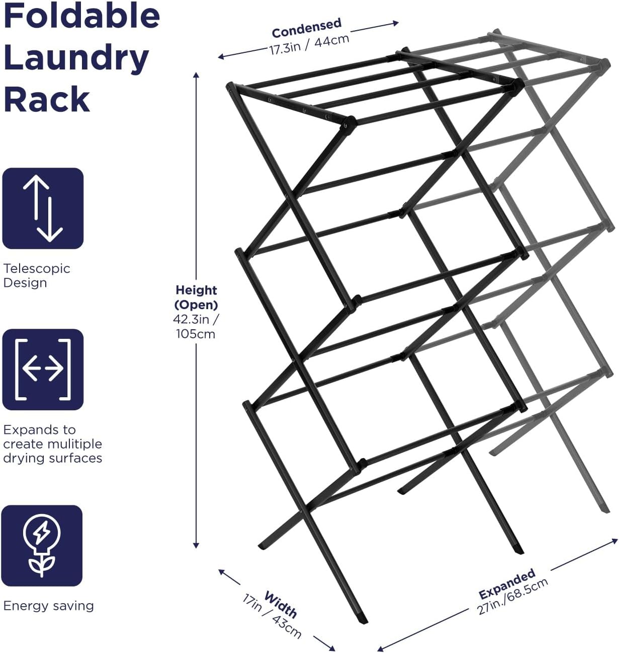 BLACK+DECKER Laundry Organization Expandable/Collapsible Clothes Drying Rack. Essential for