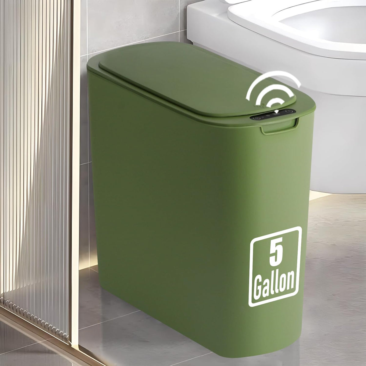 5 Gallon Motion Senor Bathroom Trash Can with Lid, Automatic Garbage Can Touchless, Smart Plastic