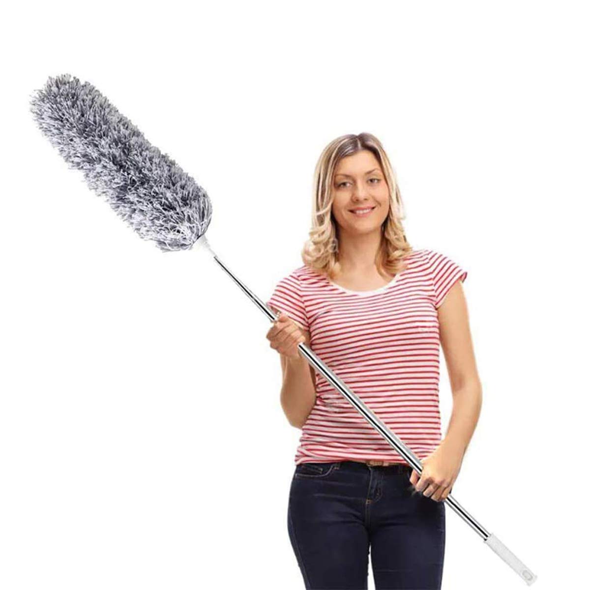 DELUX Microfiber Feather Duster Extendable Duster with 100 inches Extra Long Pole, Bendable Head &