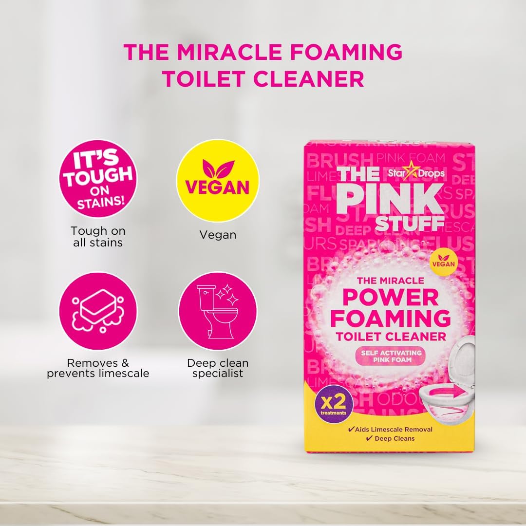 Stardrops The Pink Stuff Miracle Power Foaming Toilet Cleaner – Self-Activating Formula for Deep
