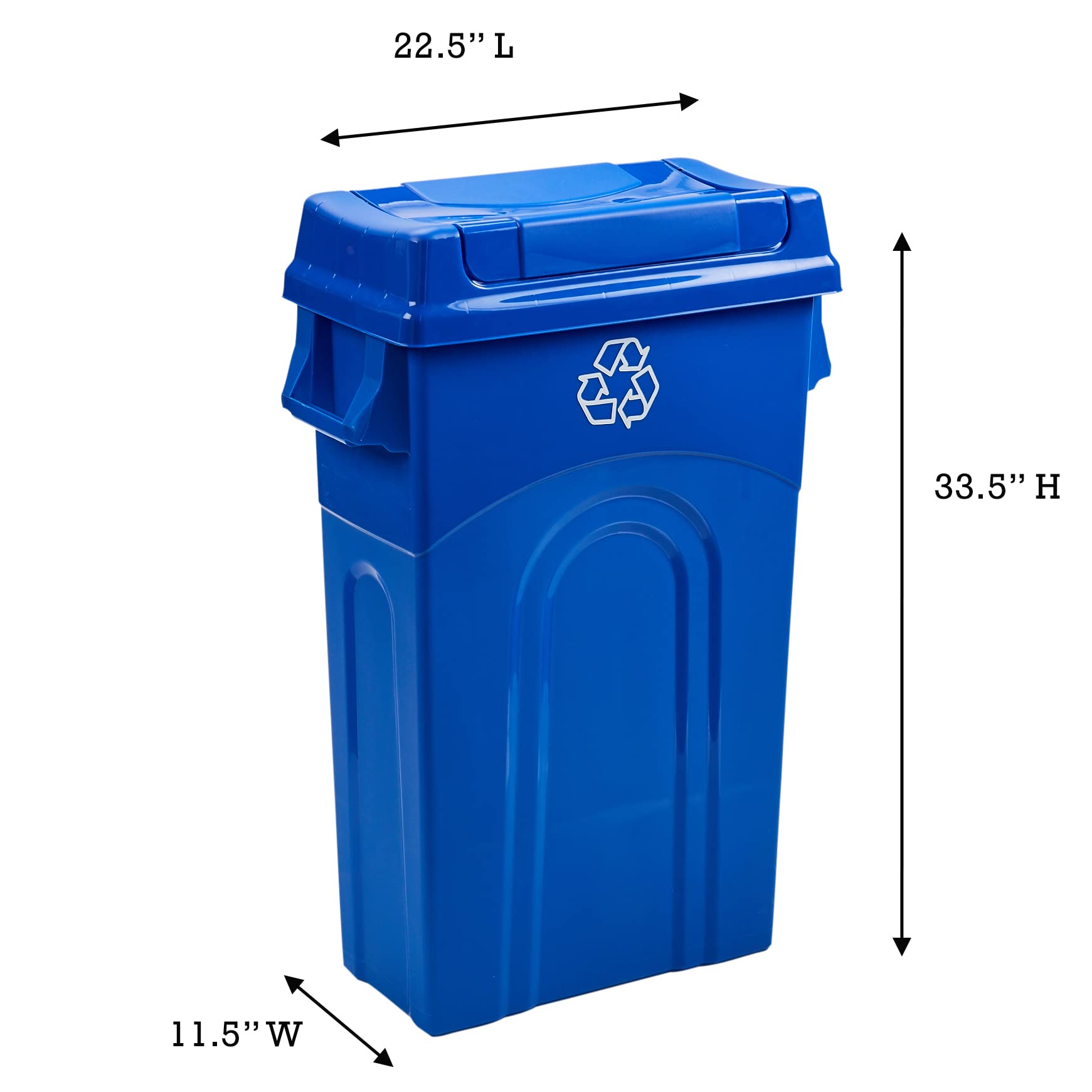 United Solutions 23 Gallon Highboy Plastic Recycling Bin Kitchen Trash Can with Lid, Pass Through