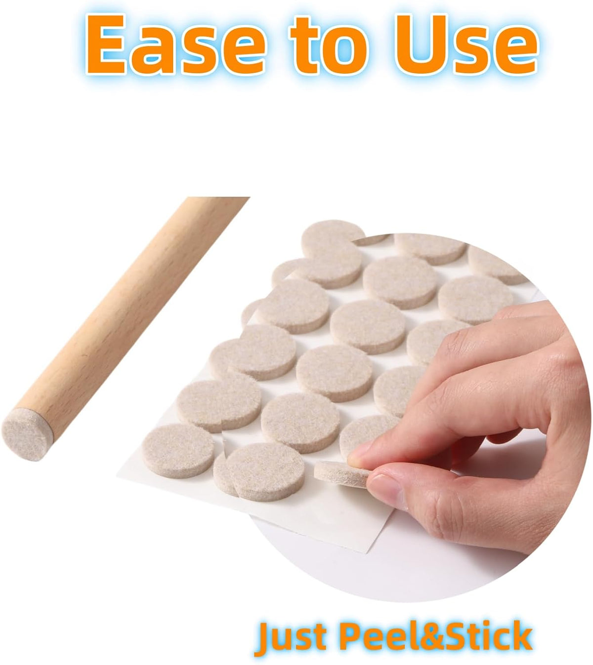 Furnigear Felt Furniture Pads for Hardwood Floors - Self Adhesive Chair Felt Pads, Floor Protector