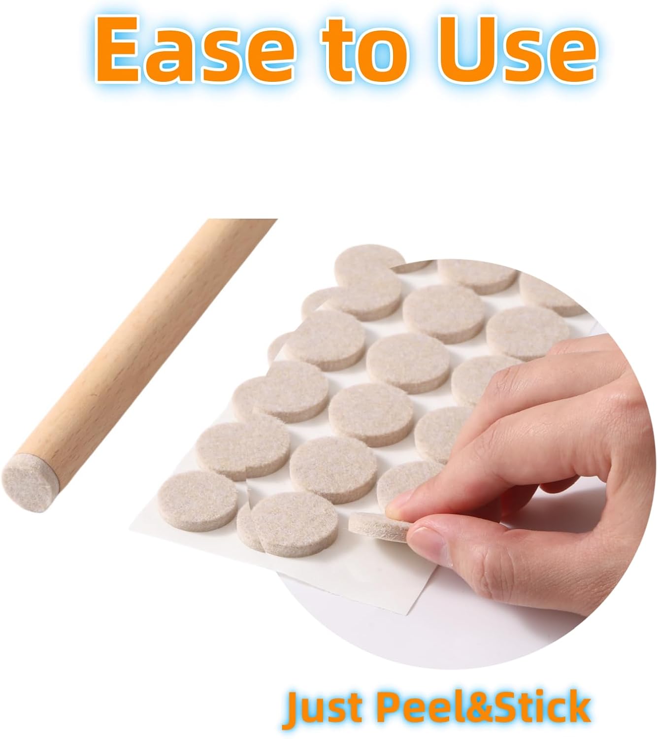 Furnigear Felt Furniture Pads for Hardwood Floors - Self Adhesive Chair Felt Pads, Floor Protector