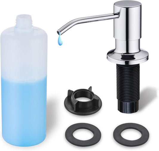 Chrome Soap Dispenser for Kitchen Sink, WEWE Kitchen Sink Soap Dispenser Built in for Counter Top