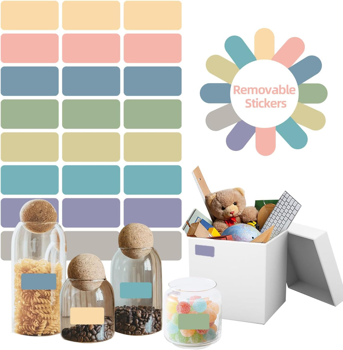 STARLIBOO Removable Freezer Labels, 1x2 Inch Color Coding Removable Label for Food Containers, 360