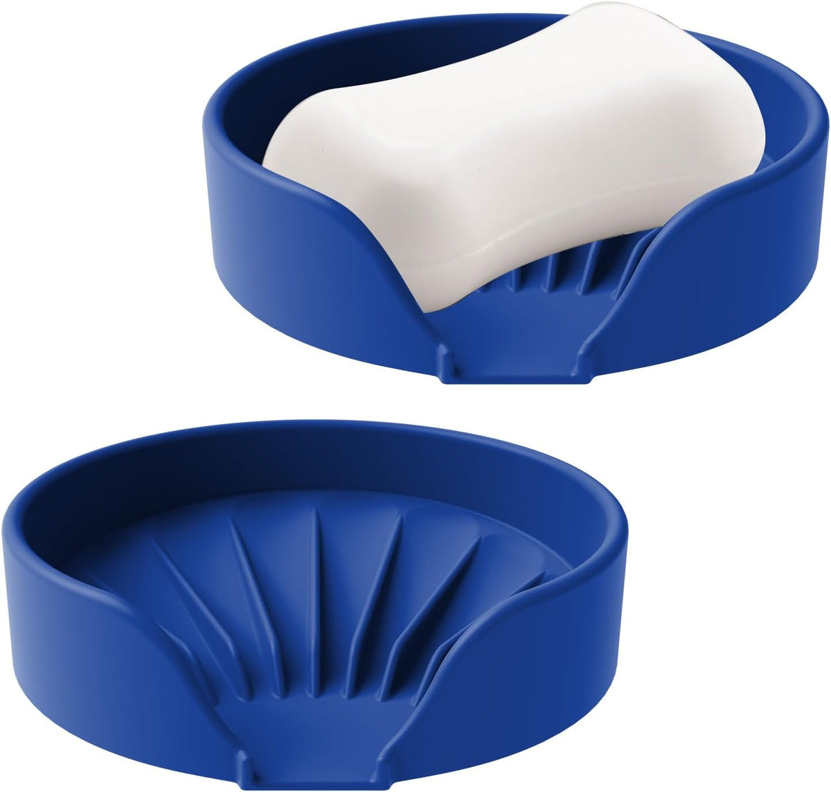 Self Draining Soap Dish, Silicone Suction Cup Soap Holder Tray Savers Container Sponge Holder for
