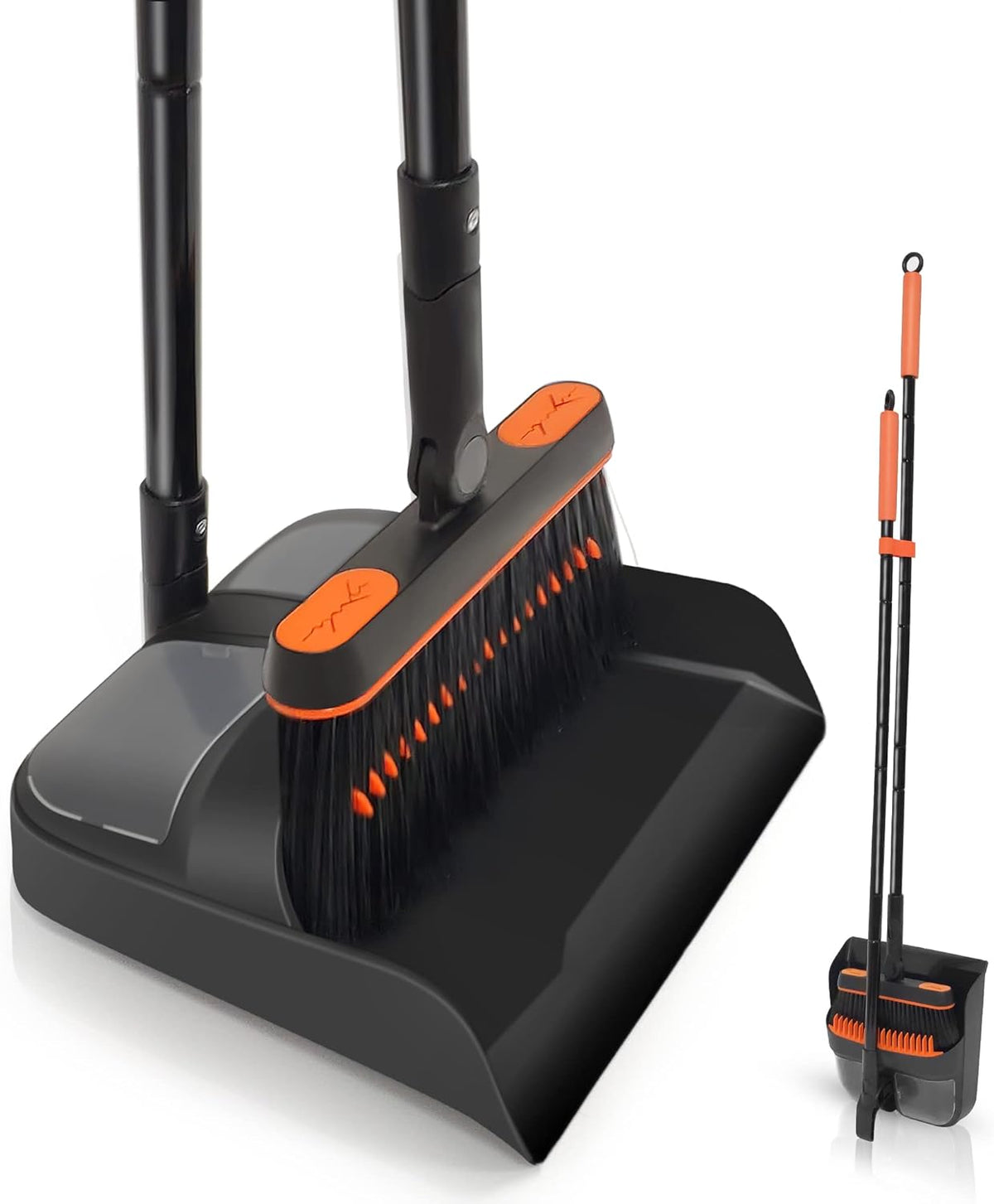 JEHONN Broom and Dustpan Set for Home, Long Handle Lightweight 180 Degree Rotating Broom Set