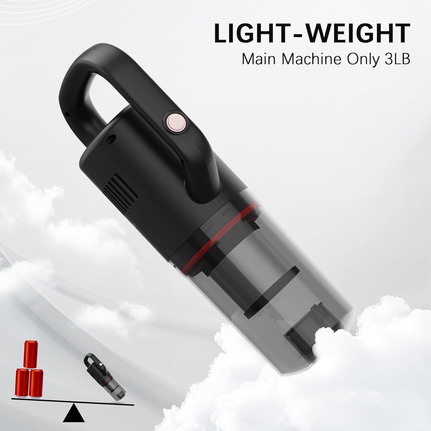 Cordless Vacuum Cleaner Lightweight Hand-held Stick Vacuum Small Vacuum for Hard Floor Car Pet Hair