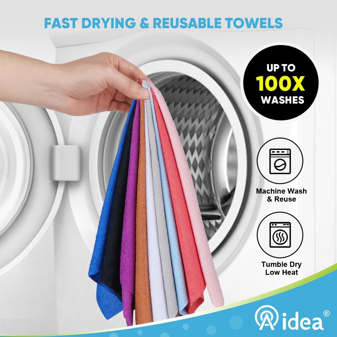 AIDEA Microfiber Cleaning Cloth Roll, 50PK Red, Reusable Paper Towels Tear Away Cloth, Microfiber