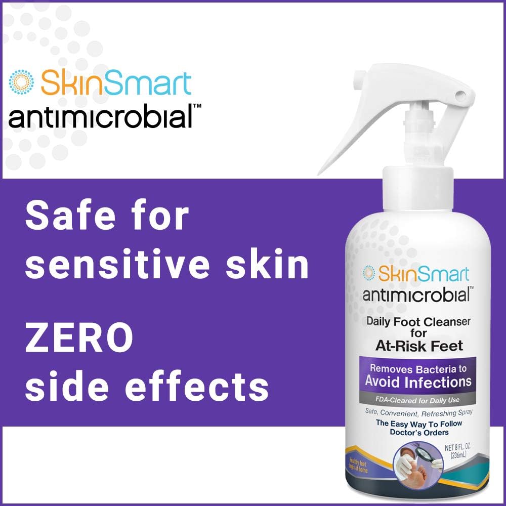 SkinSmart Daily Foot Cleanser for At-Risk Feet, Removes Bacteria to Help Avoid Infections, 8 ounce