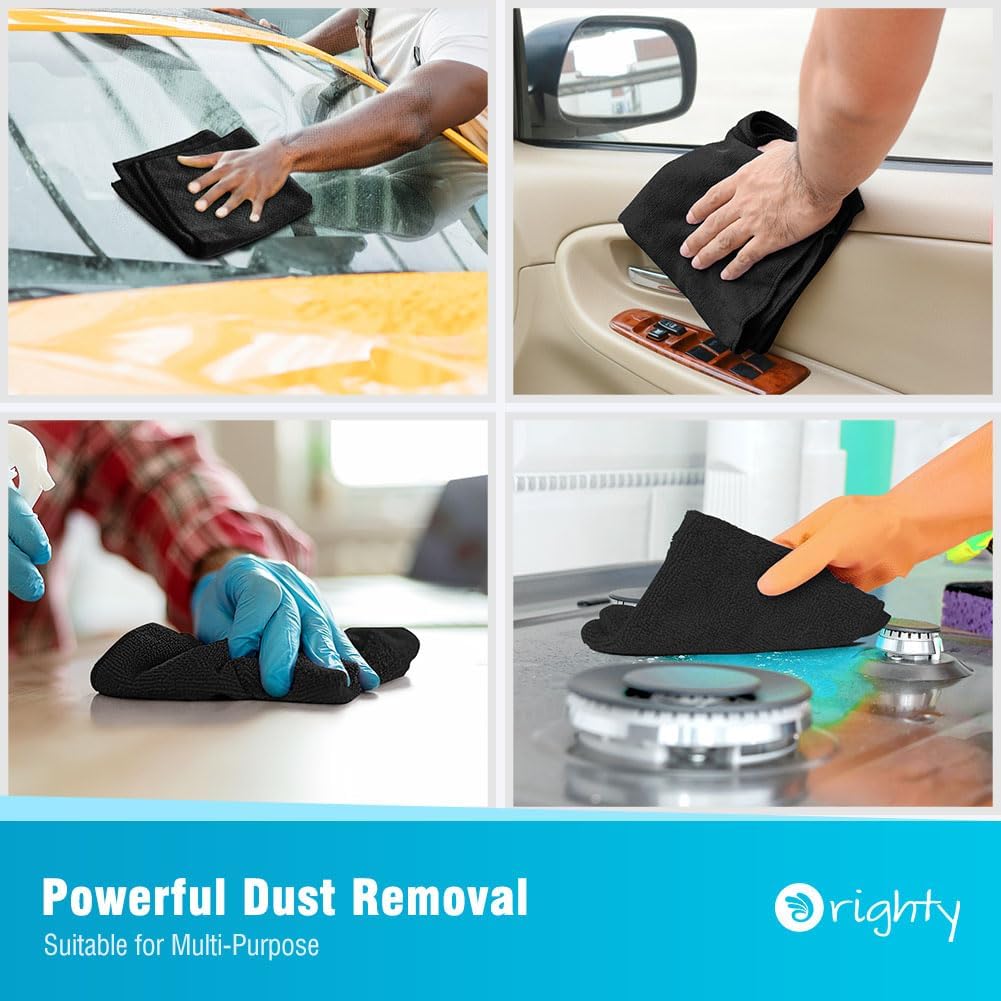 Orighty Microfiber Cleaning Cloth, 12 Pack Microfiber Towels for Cars, Highly Absorbent Car