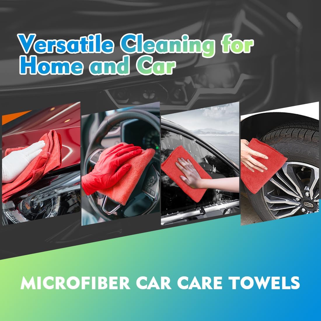 HOMEXCEL Red Microfiber Cleaning Cloth 12 Pack, 12.5 x 12.5 inch Microfiber Towels for Cars, Ultra