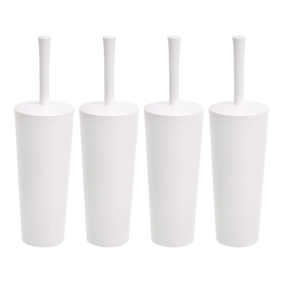 Amazon Basics Toilet Brush and Holder Set, Heavy-Duty Bristle Scrub Brushes with Non-Slip Handle