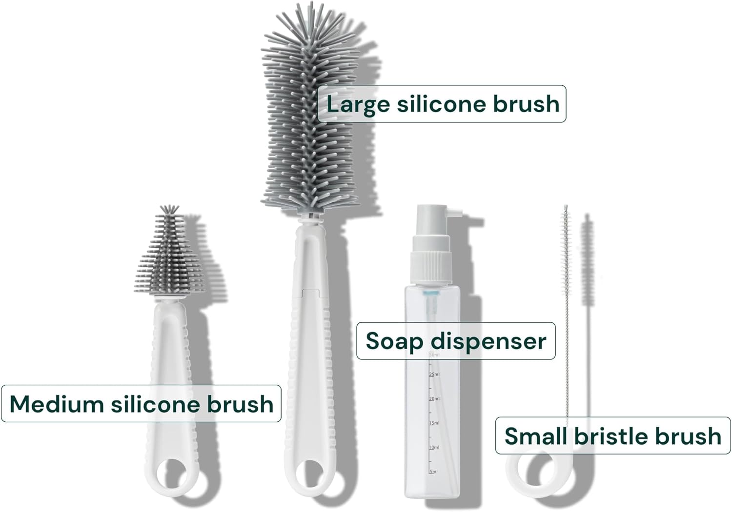 Willow Travel Cleaning Kit & Drying Rack - 5-Pack Cleaning Rack and Brushes for Breast Pump Parts