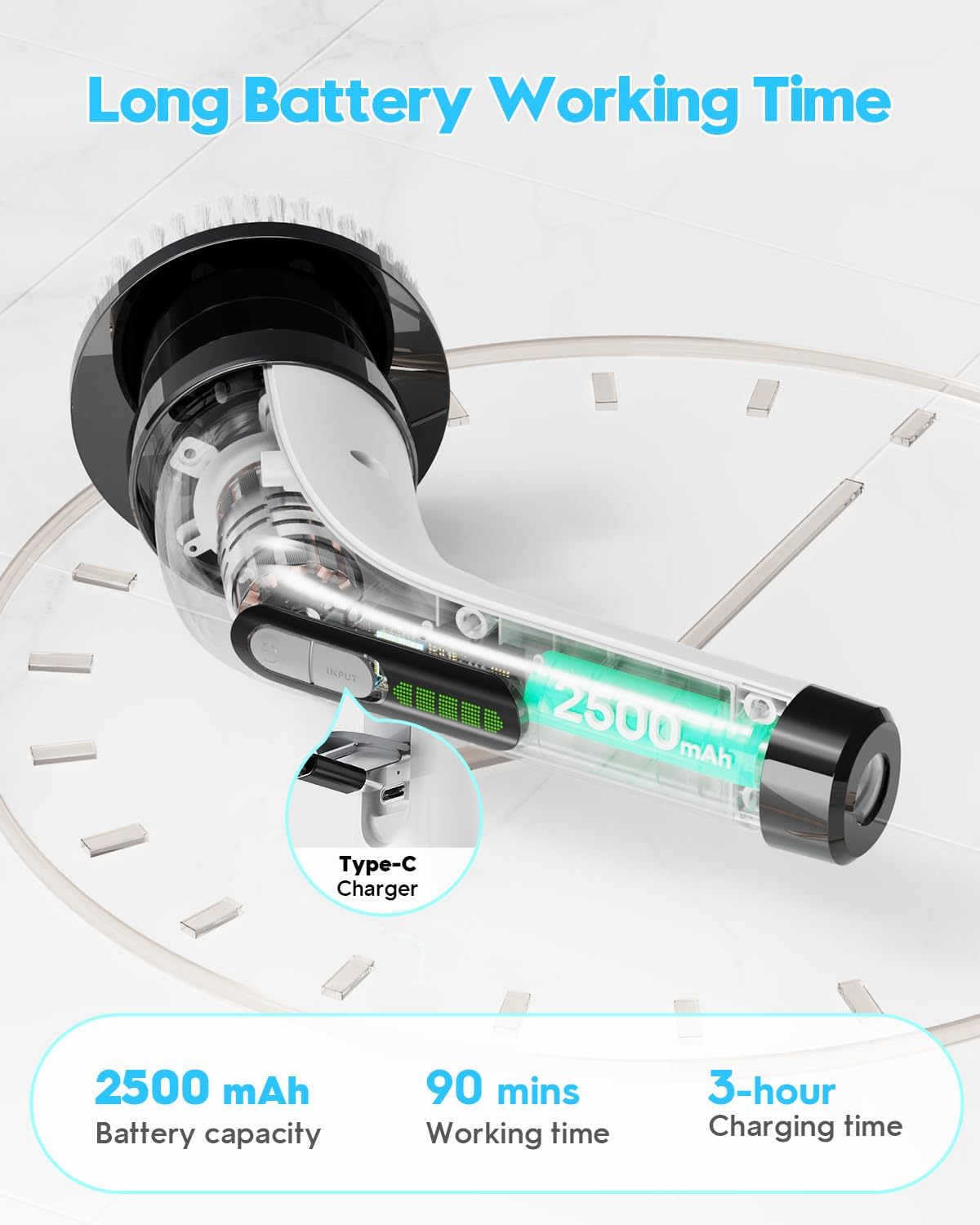 Electric Spin Scrubber for Cleaning Bathroom: Cordless Power Shower Scrubber - Electric Cleaning