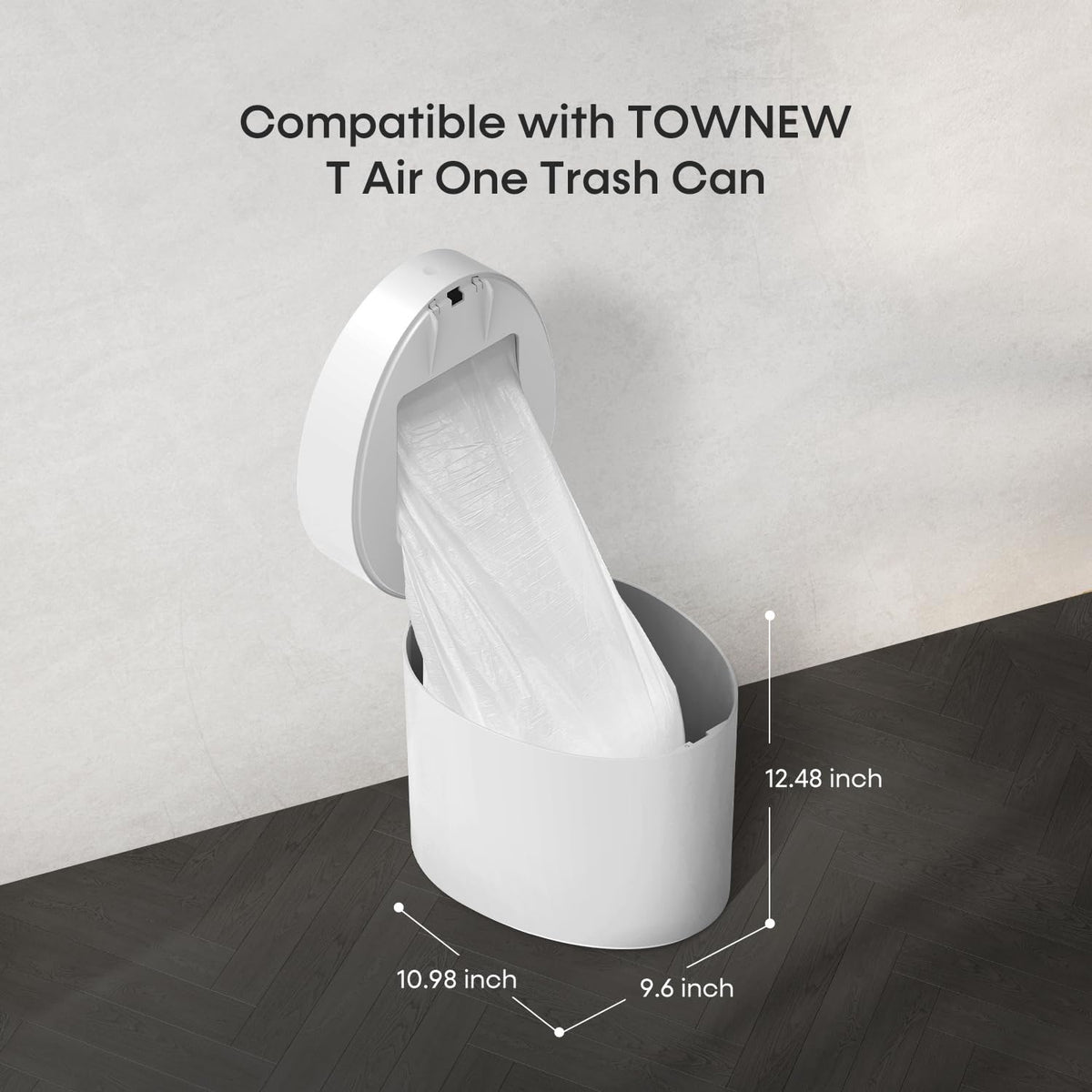TOWNEW T Air One Official Refill Rings for Smart Bathroom Trash Can, Sturdy Trash Bags for Electric