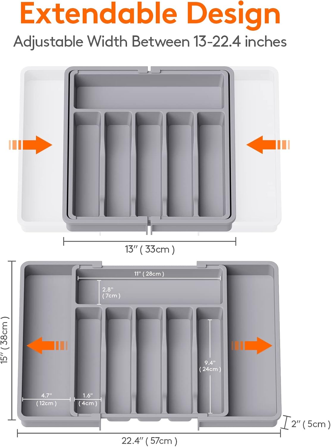 Lifewit Silverware Drawer Organizer, Expandable Utensil Tray for Kitchen, BPA Free Flatware and