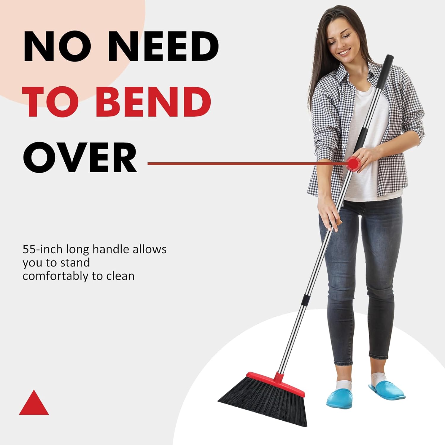 NACENA Heavy Duty Broom, 55 Inch Long Handle Outdoor Large Angle Brooms, Commercial Broom for