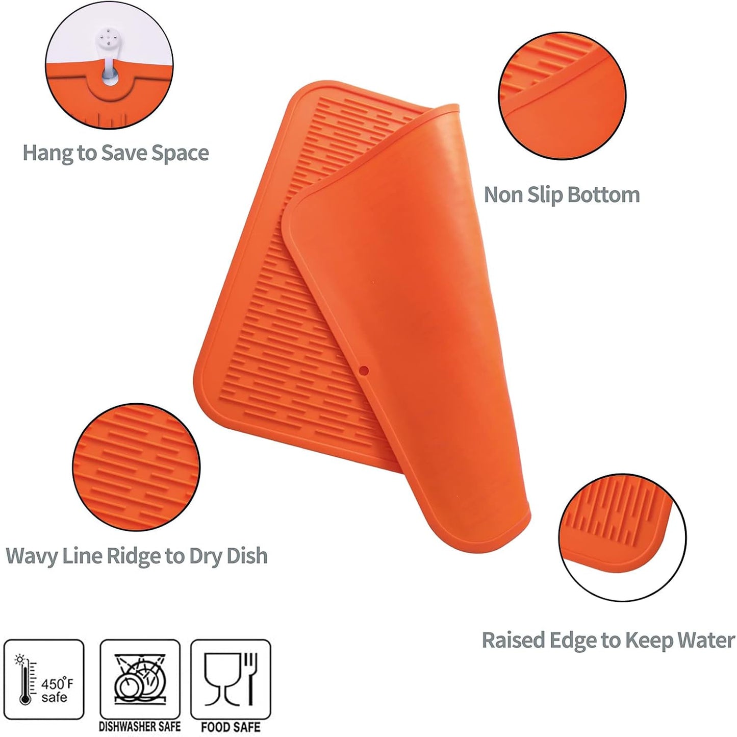 Silicone Dish Drying Mat for Multiple Usage,Easy clean,Eco-friendly,Heat-resistant Silicone Mat for