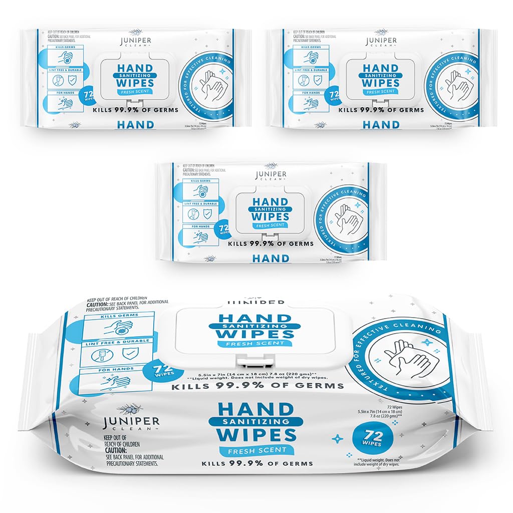 3 Pack Hand Sanitizing Wipes, Alcohol Free 216 Count Disposable Hand Sanitizer Wipes, Fresh Scent