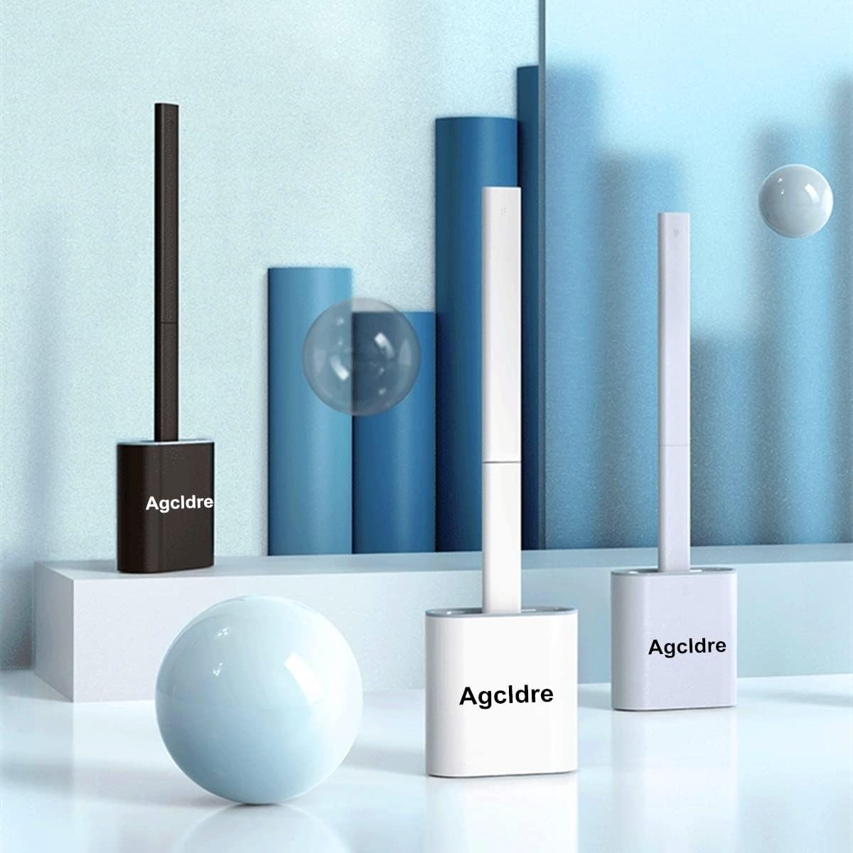 Toilet Brush with Holder Silicone Toilet Brush and Cleaning Brush for Household Bathroom Toliet
