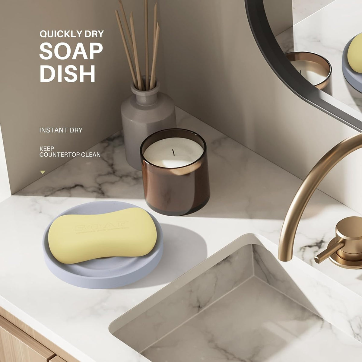 Diatomite Soap Dish Holder, Water Absorbent Stone Soap Dish, Quick Dry Stone Soap Holder