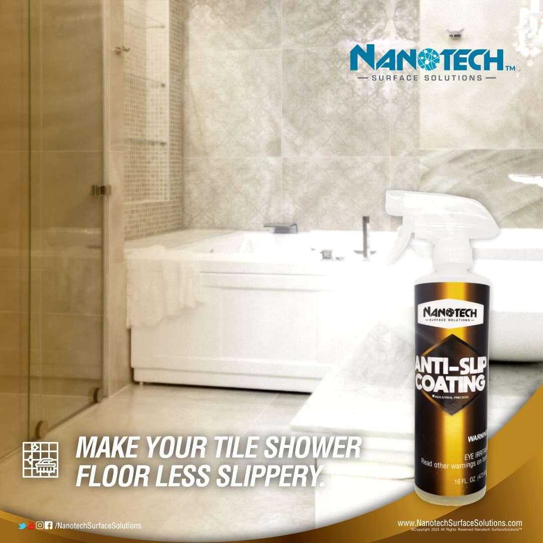 Nanotech Surface Solutions Anti-Slip Coating - Works in Minutes, Reduces Slip & Fall Accidents Due