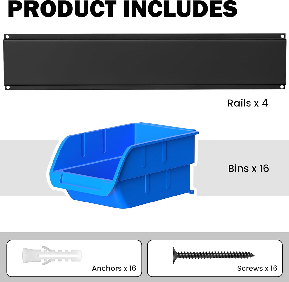 Ultrawall Wall Mounted Storage Bins, Plastic Hanging Storage Organizer Bins, Garage Tool Storage