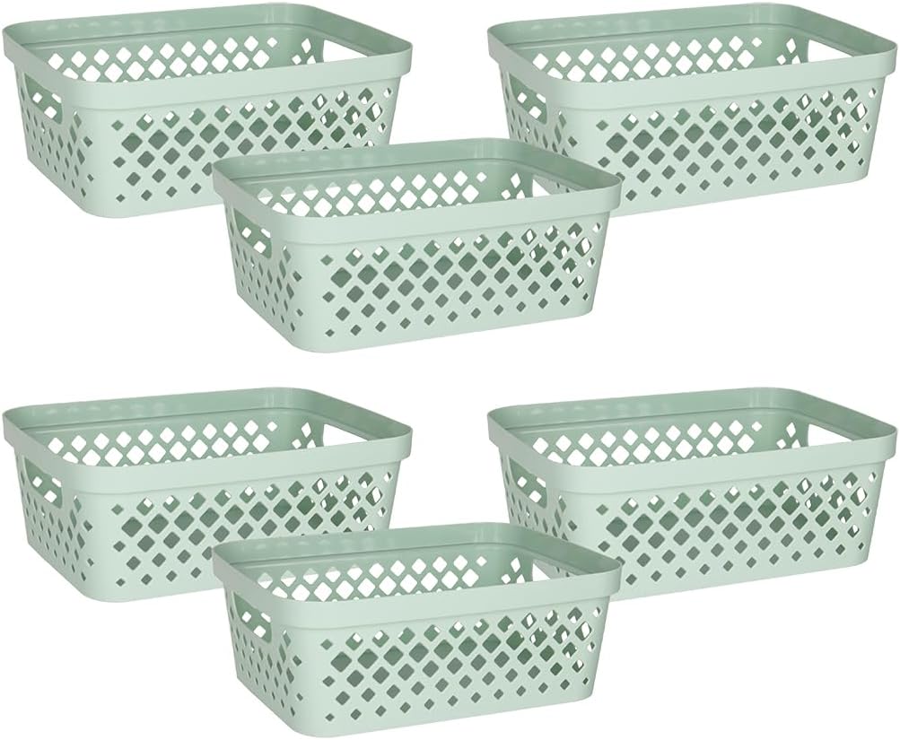 Glad Plastic Storage Basket Set, Value Pack of 6 | Open Storage Bins for Shelves, Bathroom, Pantry